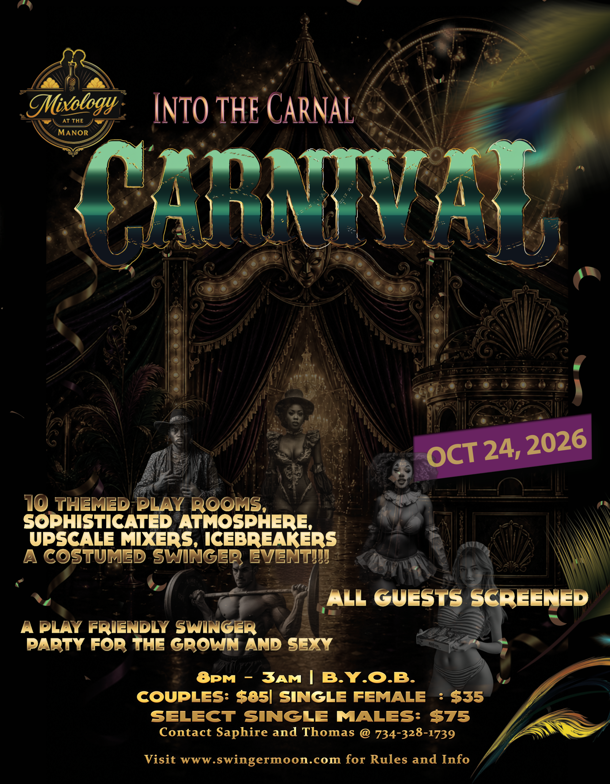 Mixology at the Manor: Into the Carnal Carnival event flyer
