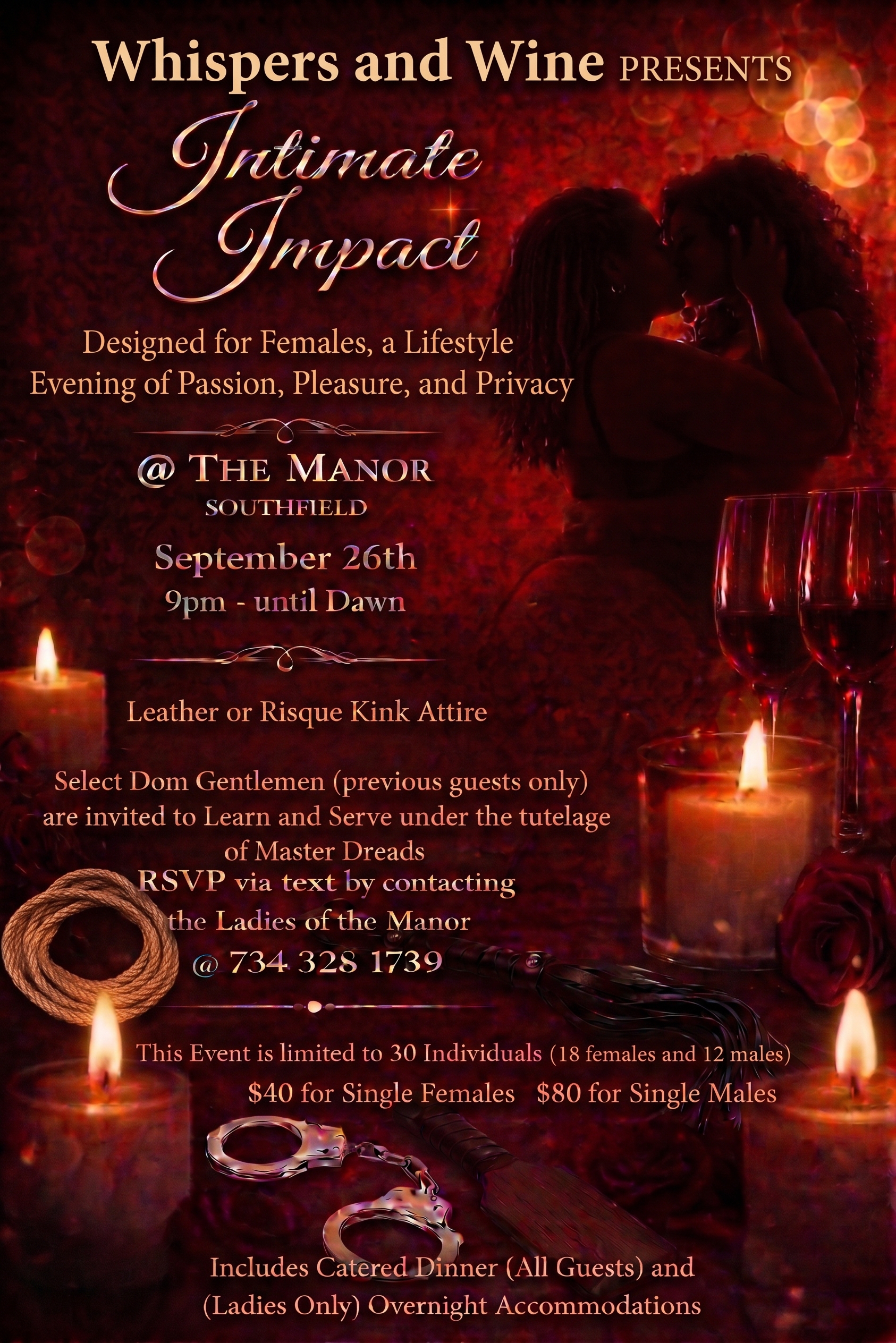 Whispers and Wine: Intimate Impact event flyer