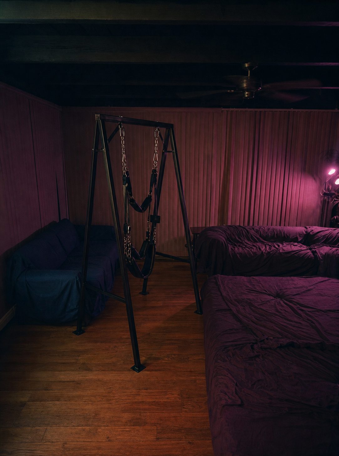 Play room with sex swing at Mixology at the Manor